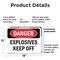 Signmission Explosives Keep Off Danger Sign, Plastic, 18in W x 12in L, 2PK OS-2PACK-DS-P-1218-L-2338 - alternate 6